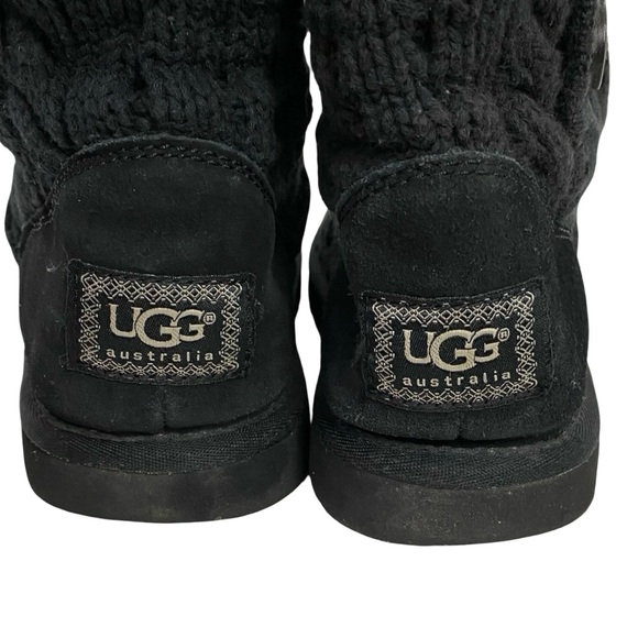 Ugg Leland Sweater Knit Boots Womens Size 9 Black Button Up Fold - Picture 7 of 12